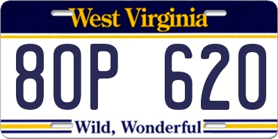 WV license plate 8OP620