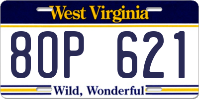 WV license plate 8OP621