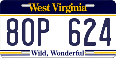 WV license plate 8OP624