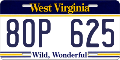WV license plate 8OP625