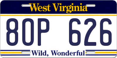 WV license plate 8OP626