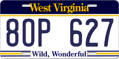 WV license plate 8OP627