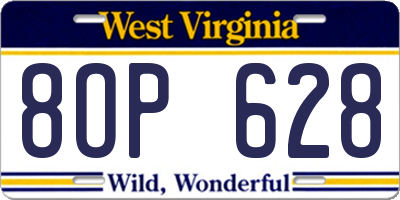 WV license plate 8OP628