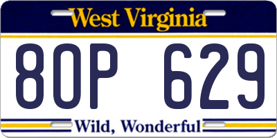 WV license plate 8OP629