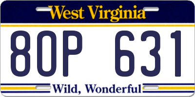 WV license plate 8OP631