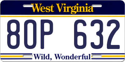 WV license plate 8OP632