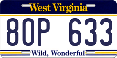 WV license plate 8OP633