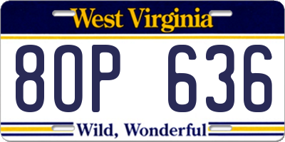 WV license plate 8OP636