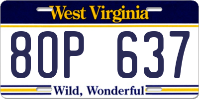 WV license plate 8OP637
