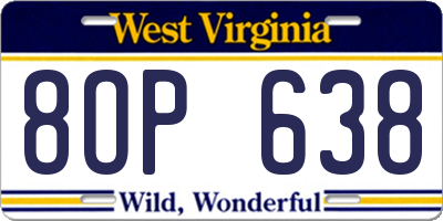 WV license plate 8OP638