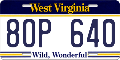 WV license plate 8OP640