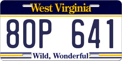 WV license plate 8OP641