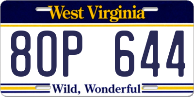 WV license plate 8OP644