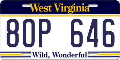 WV license plate 8OP646