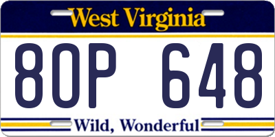 WV license plate 8OP648