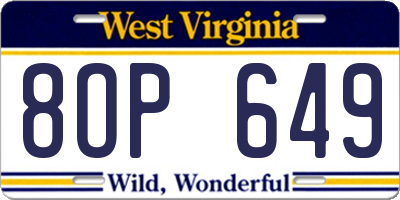 WV license plate 8OP649
