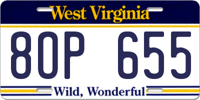 WV license plate 8OP655