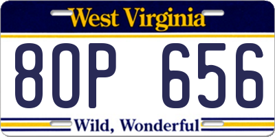 WV license plate 8OP656