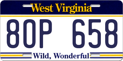 WV license plate 8OP658