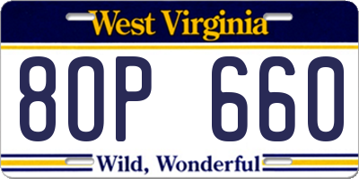 WV license plate 8OP660