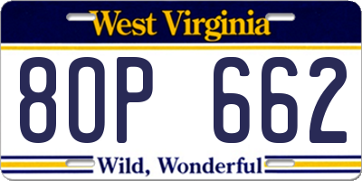 WV license plate 8OP662