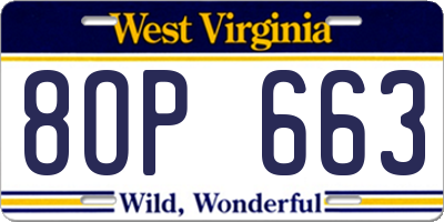 WV license plate 8OP663