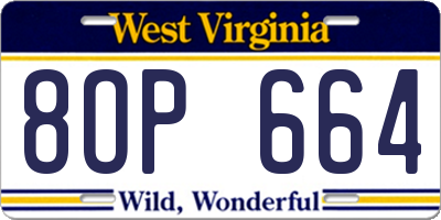 WV license plate 8OP664
