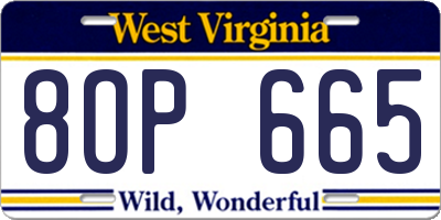 WV license plate 8OP665