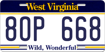WV license plate 8OP668