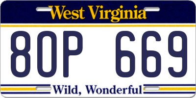 WV license plate 8OP669