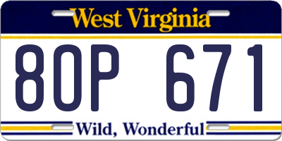 WV license plate 8OP671