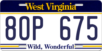 WV license plate 8OP675