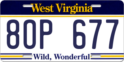 WV license plate 8OP677
