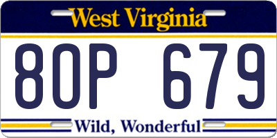 WV license plate 8OP679
