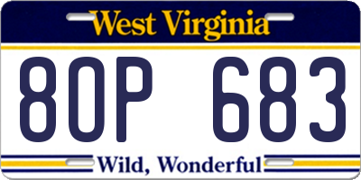 WV license plate 8OP683