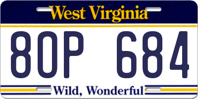 WV license plate 8OP684