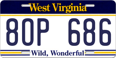 WV license plate 8OP686