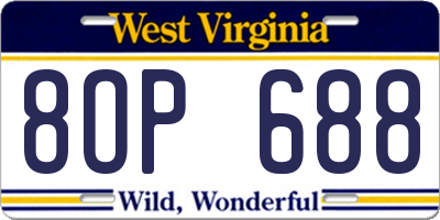 WV license plate 8OP688