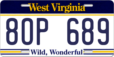 WV license plate 8OP689