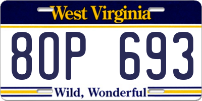 WV license plate 8OP693