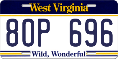 WV license plate 8OP696