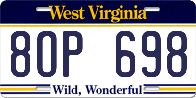 WV license plate 8OP698