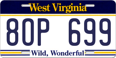 WV license plate 8OP699