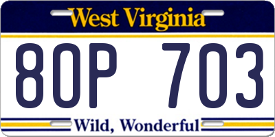 WV license plate 8OP703