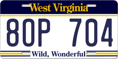 WV license plate 8OP704