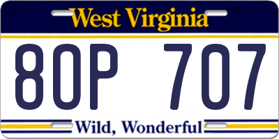 WV license plate 8OP707