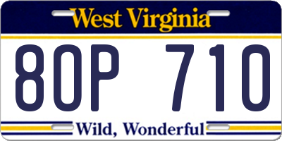 WV license plate 8OP710