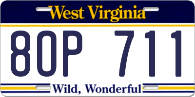WV license plate 8OP711