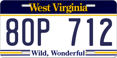 WV license plate 8OP712