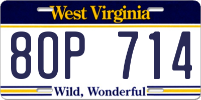 WV license plate 8OP714